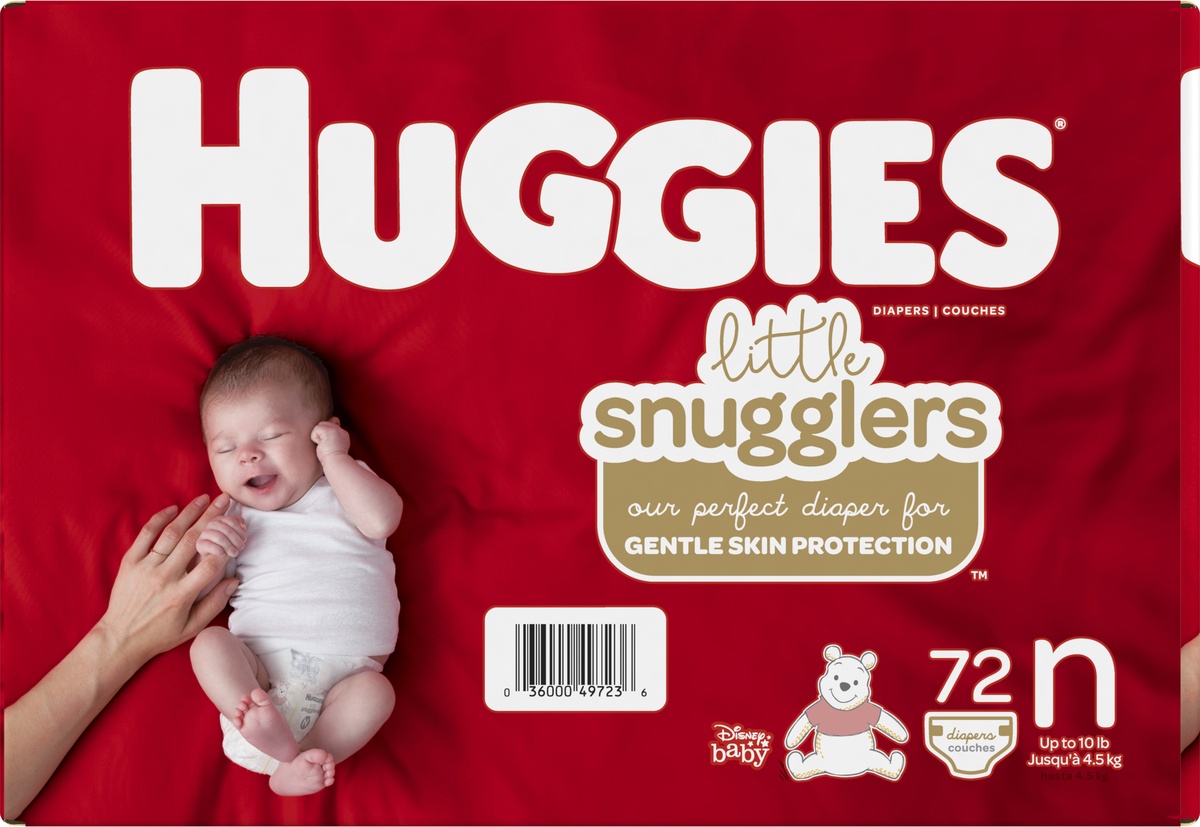 slide 5 of 8, Huggies Little Snugglers Newborn Big Pack Diapers, 72 ct