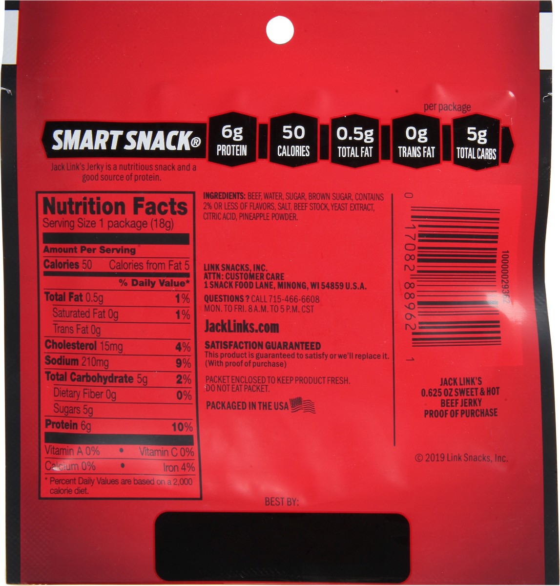 slide 12 of 13, Jack Link's Sweet and Hot Beef Jerky, 0.625 ounce, 0.62 oz
