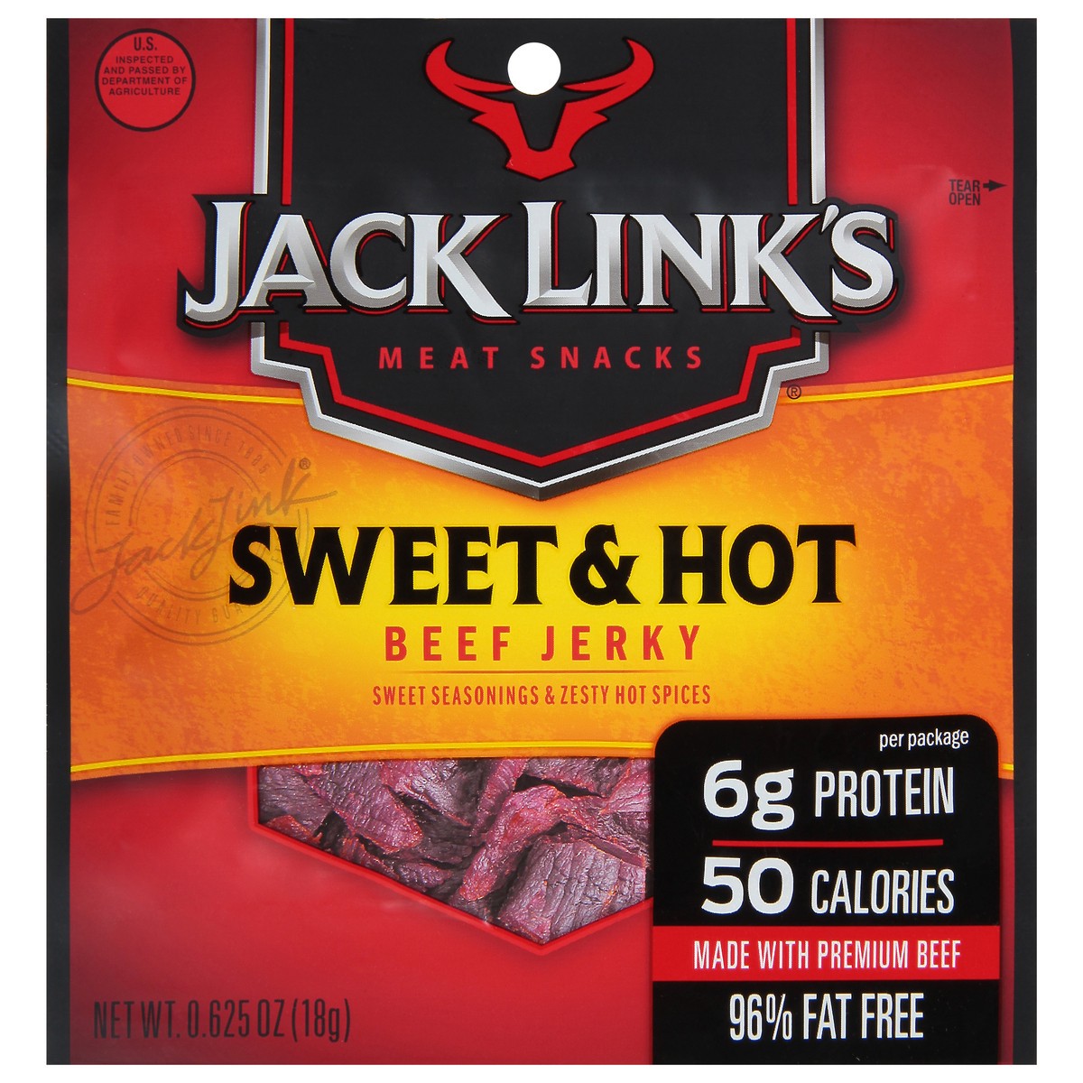 slide 4 of 13, Jack Link's Sweet and Hot Beef Jerky, 0.625 ounce, 0.62 oz