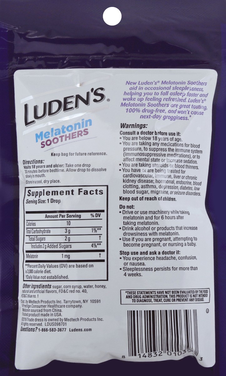 slide 7 of 7, Luden's Ludens Mlatonin Soothr Hny Lav, 30 ct