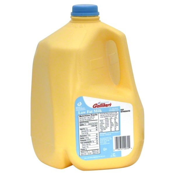 slide 1 of 1, Galliker's Milk, Low Fat, 1% Milkfat, 4 qt