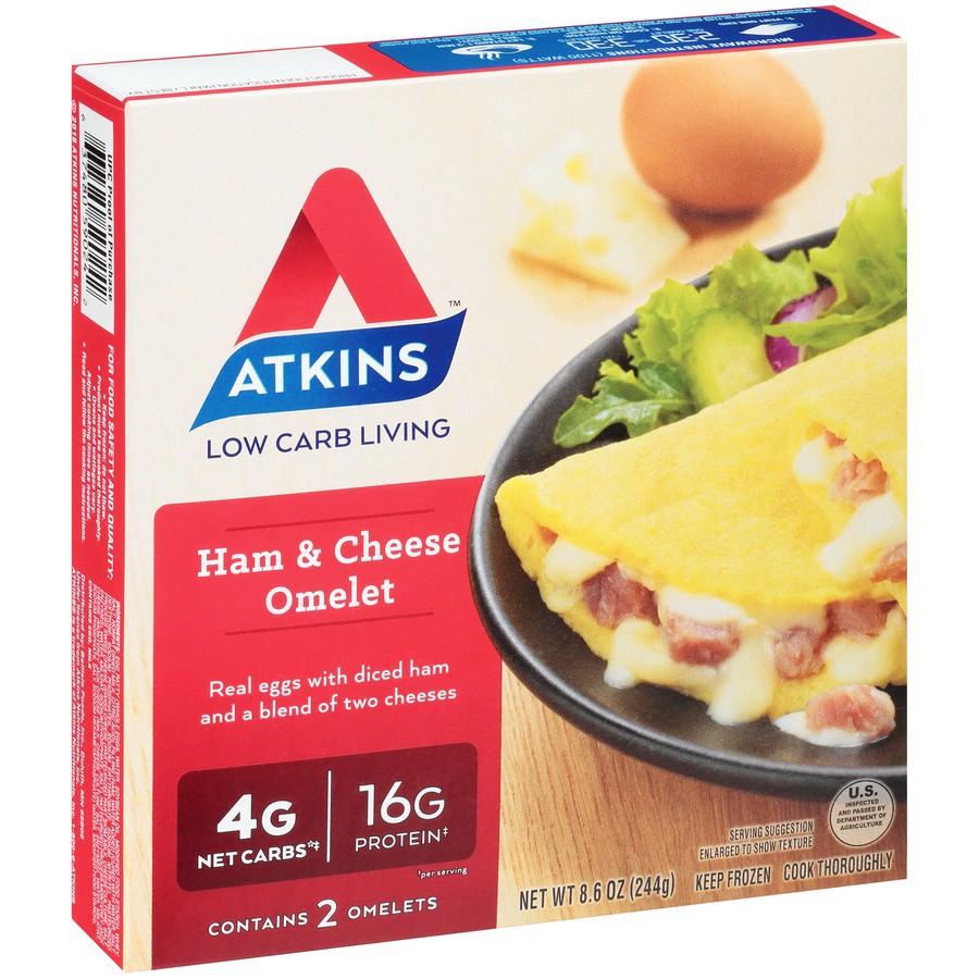 slide 8 of 8, Atkins Ham & Cheese Omelet, 8.6 oz