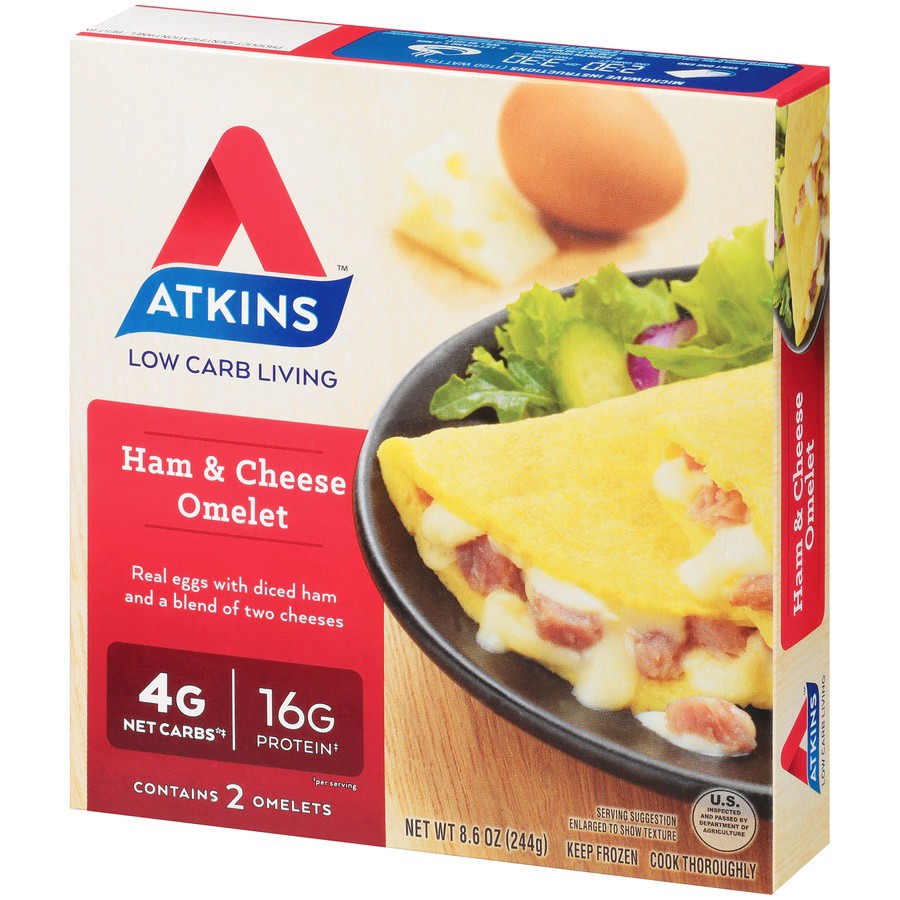 slide 3 of 8, Atkins Ham & Cheese Omelet, 8.6 oz