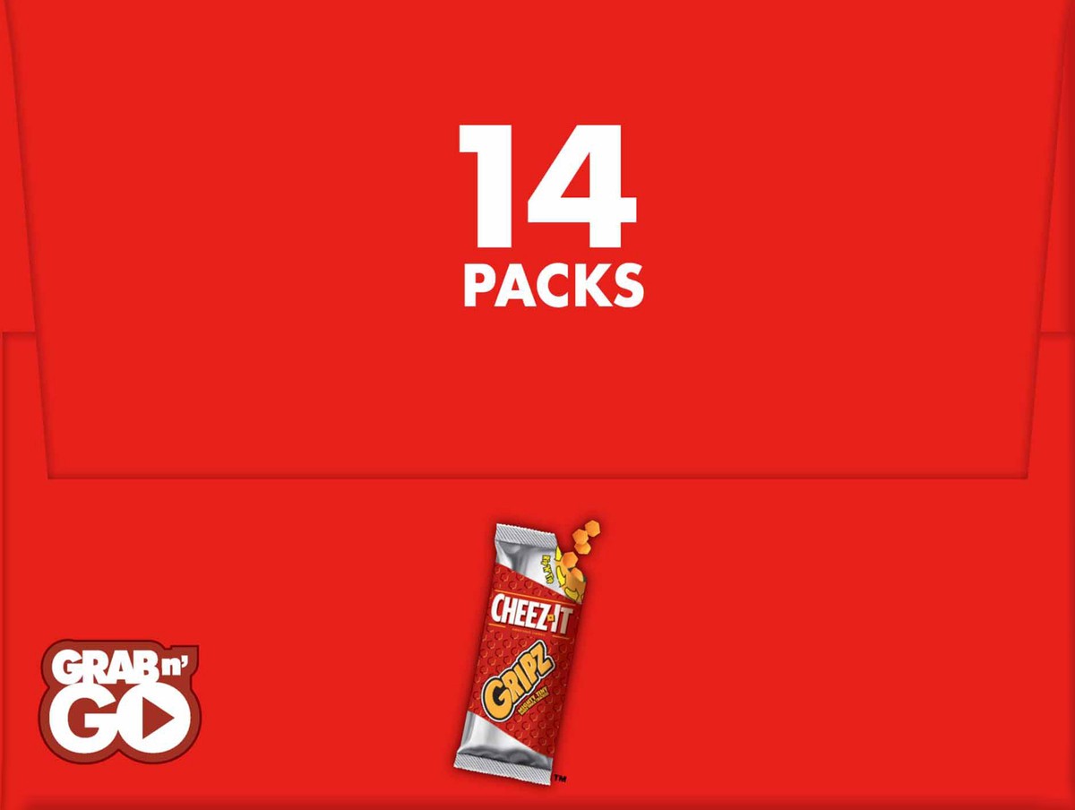 slide 5 of 8, Cheez-It Gripz Tiny Baked Snack Cheese Crackers, Original, 12.6 oz, 14 Count, 12.6 oz