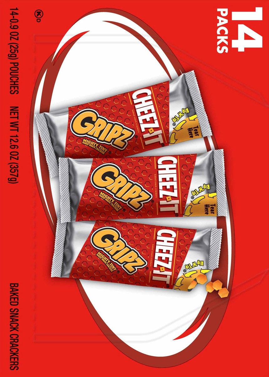 slide 7 of 8, Cheez-It Gripz Tiny Baked Snack Cheese Crackers, Original, 12.6 oz, 14 Count, 12.6 oz