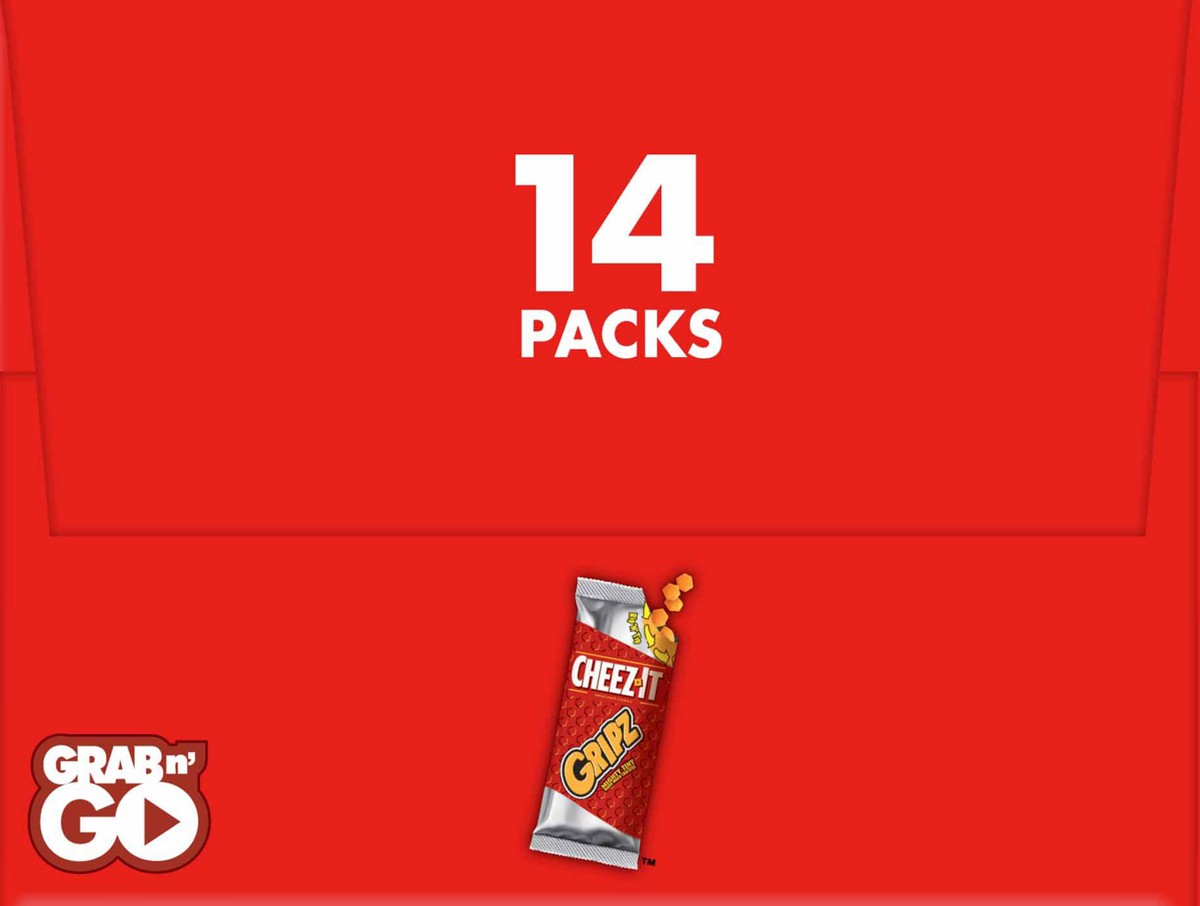 slide 8 of 8, Cheez-It Gripz Tiny Baked Snack Cheese Crackers, Original, 12.6 oz, 14 Count, 12.6 oz