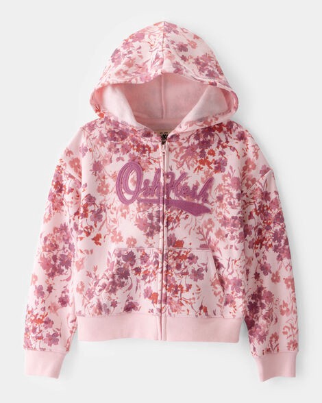 Oshkosh Kid Floral OshKosh Fleece Logo Zip Jacket - Pink Pink