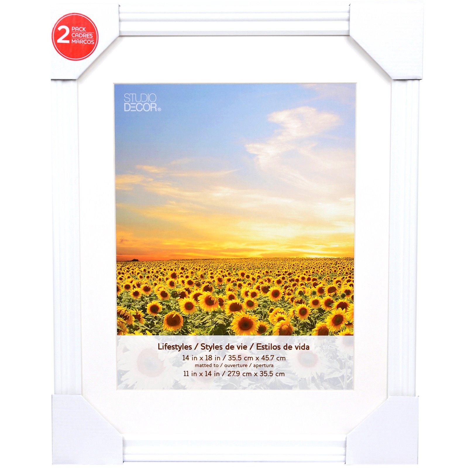 slide 3 of 5, 2 Pack Lifestyles 11" X 14" White Frames With Mat By Studio Decor, 11 in x 14 in