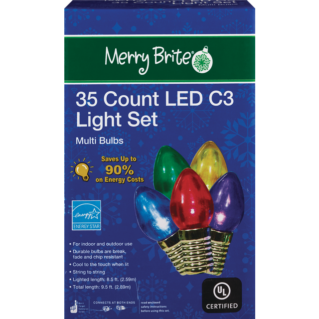 slide 1 of 1, Merry Brite 35 Count C3 LED Multi Color Light Set, 1 ct