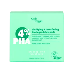 SoloVegan 4% PHA Clarifying + Resurfacing Biodegradable Pads - 60 count