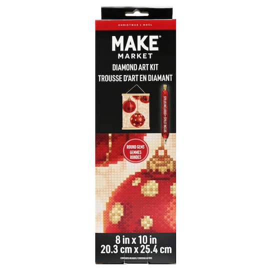 slide 1 of 4, 8" X 10" Ornaments Diamond Art Kit With Frame By Make Market, 8 in x 10 in
