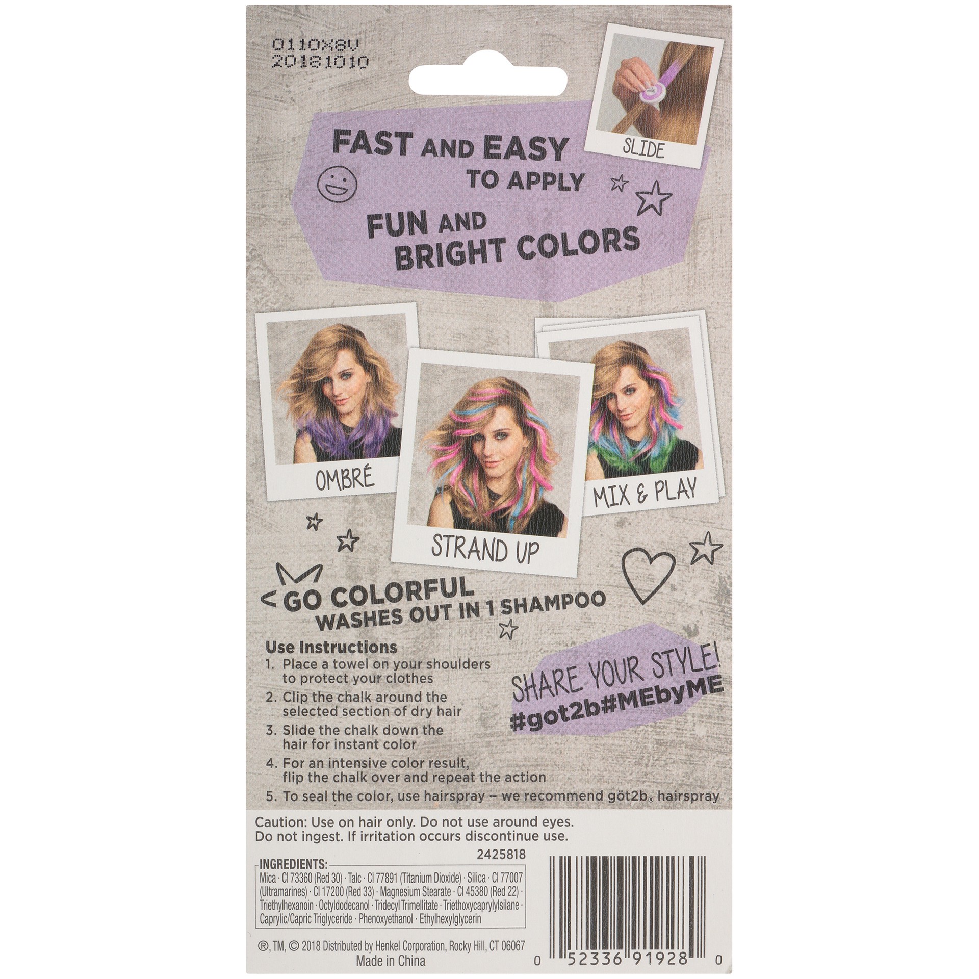 slide 2 of 2, göt2b Schwarzkopf göt2b Playful Royal Purple Temporary Hair Chalk Carded Pack, 0.12 oz