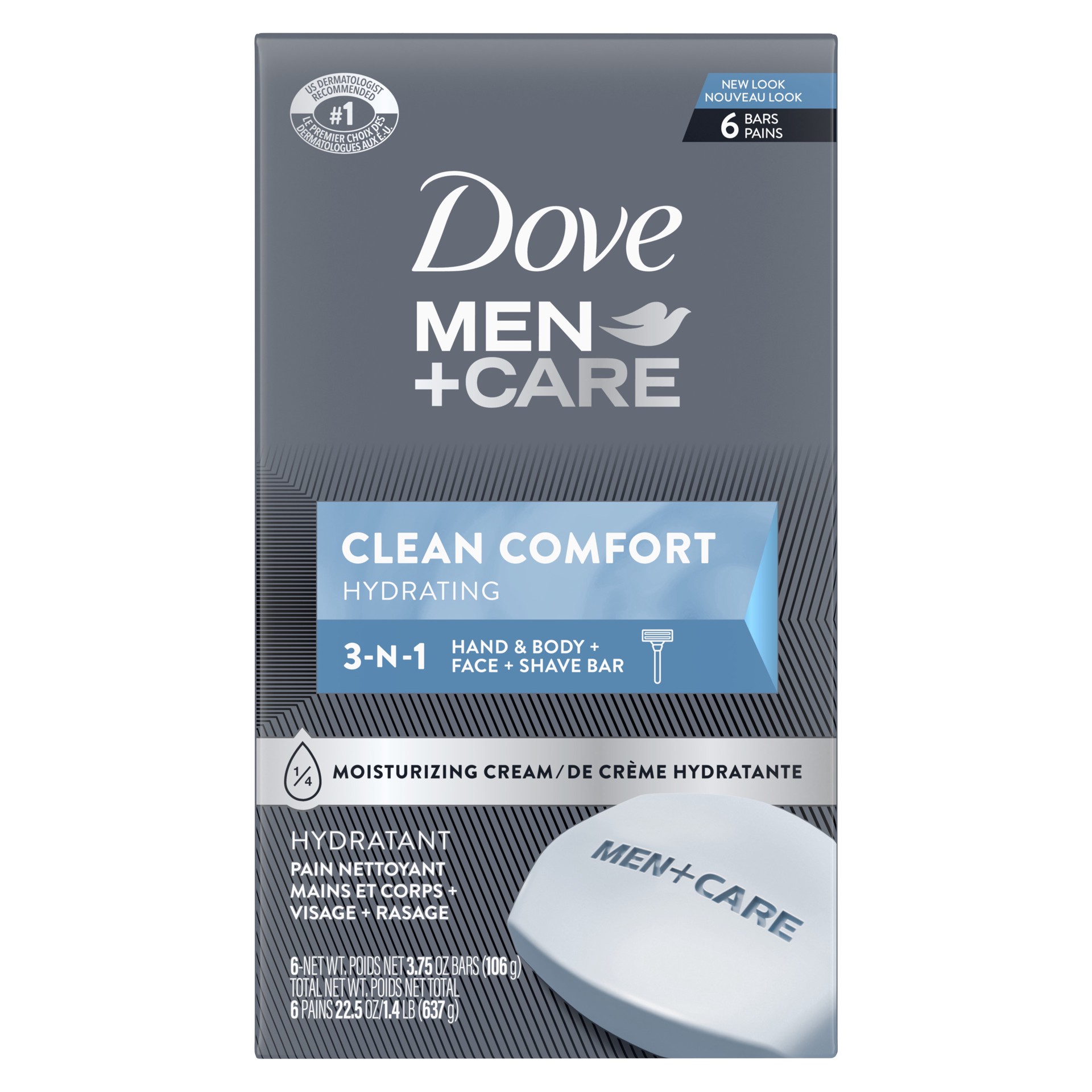 slide 1 of 8, Dove Men+Care Body Soap and Face Bar Clean Comfort, 3.75 oz, 6 Bars, 3.75 oz