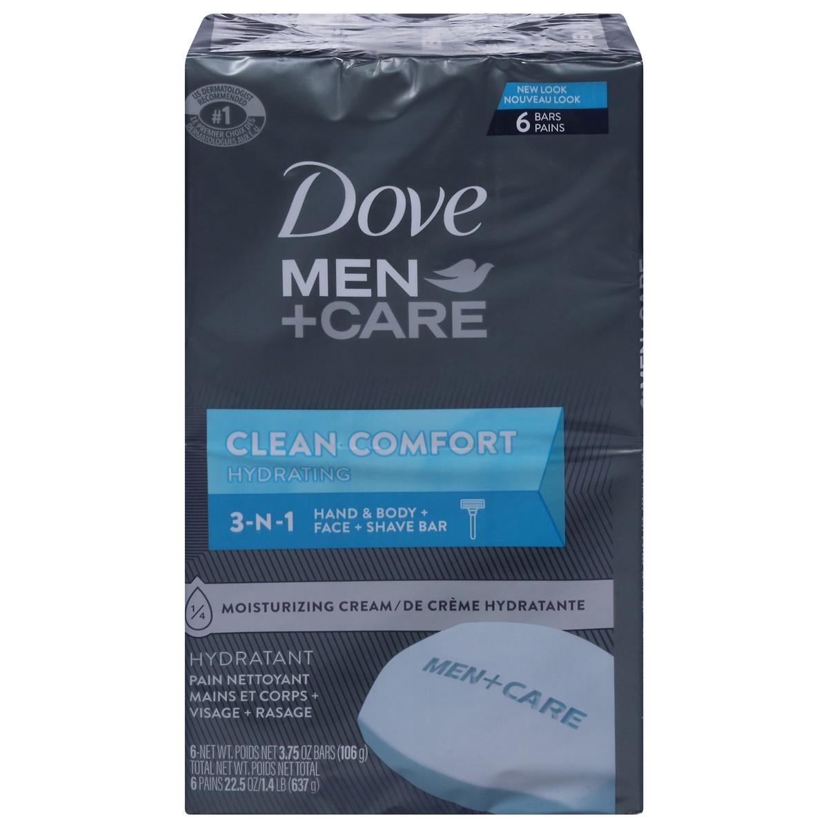 slide 1 of 4, Dove Men+Care Body Soap and Face Bar Clean Comfort, 3.75 oz, 6 Bars, 3.75 oz