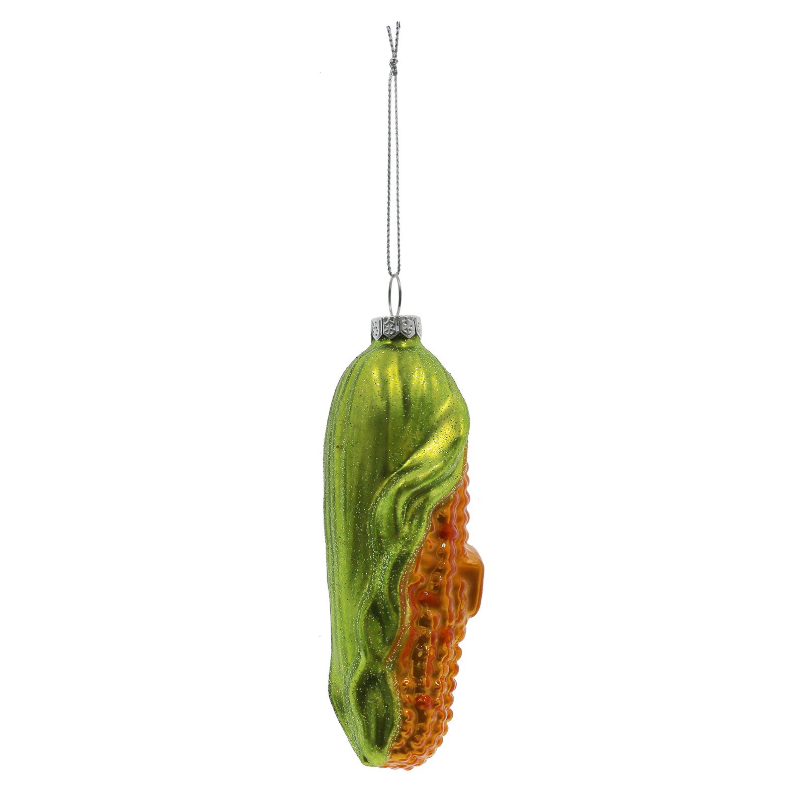 slide 3 of 4, 4.75" Yellow & Green Corn Glass Ornament By Ashland, 1.625 in x 1.5 in x 4.75 in