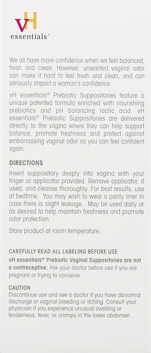 slide 6 of 12, VH Essentials Prebiotic Vaginal Suppositories 1 ea, 15 ct