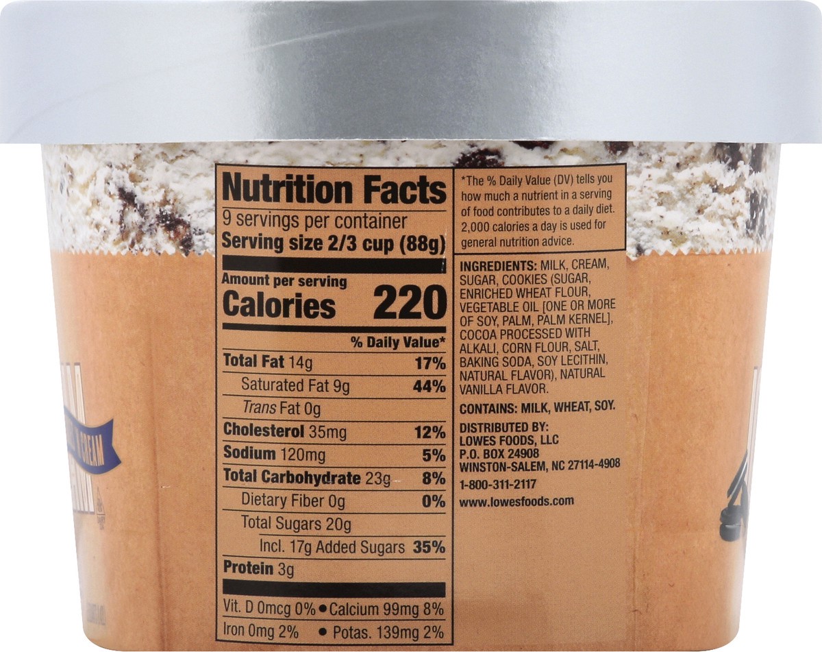 slide 5 of 5, Lowes Foods Ice Cream Premium Cookies N Cream, 48 oz