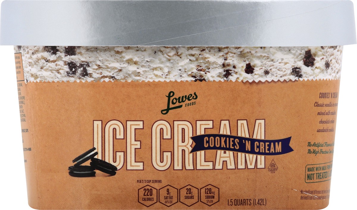 slide 4 of 5, Lowes Foods Ice Cream Premium Cookies N Cream, 48 oz