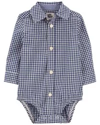 Oshkosh Baby Gingham Button-Front Bodysuit Navy 18M