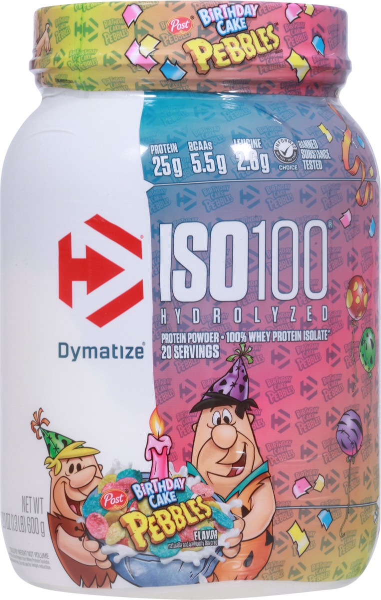 slide 9 of 13, Dymatize ISO 100 Hydrolyzed Birthday Cake Pebbles Protein Powder 21.1 oz, 21.1 oz