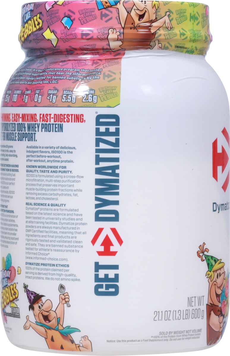 slide 10 of 13, Dymatize ISO 100 Hydrolyzed Birthday Cake Pebbles Protein Powder 21.1 oz, 21.1 oz