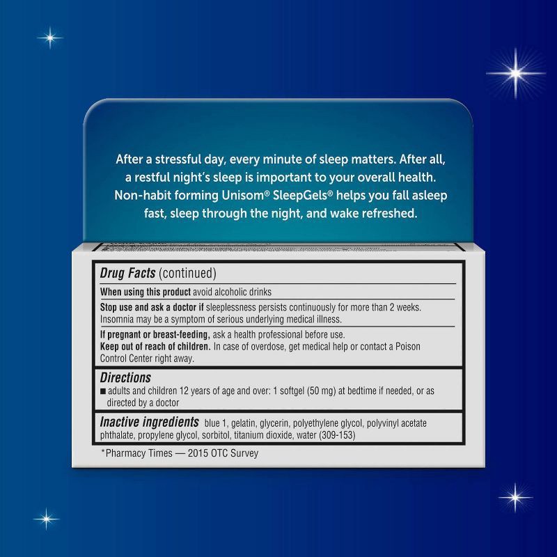 slide 2 of 7, Unisom SleepGels Value Size SoftGels 50 mg Nighttime Sleep-Aid 60 ea, 60 ct