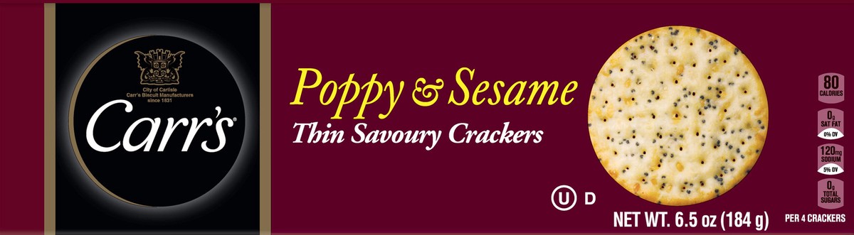 slide 5 of 8, Carr's Poppy & Sesame Crackers, 6.5 oz