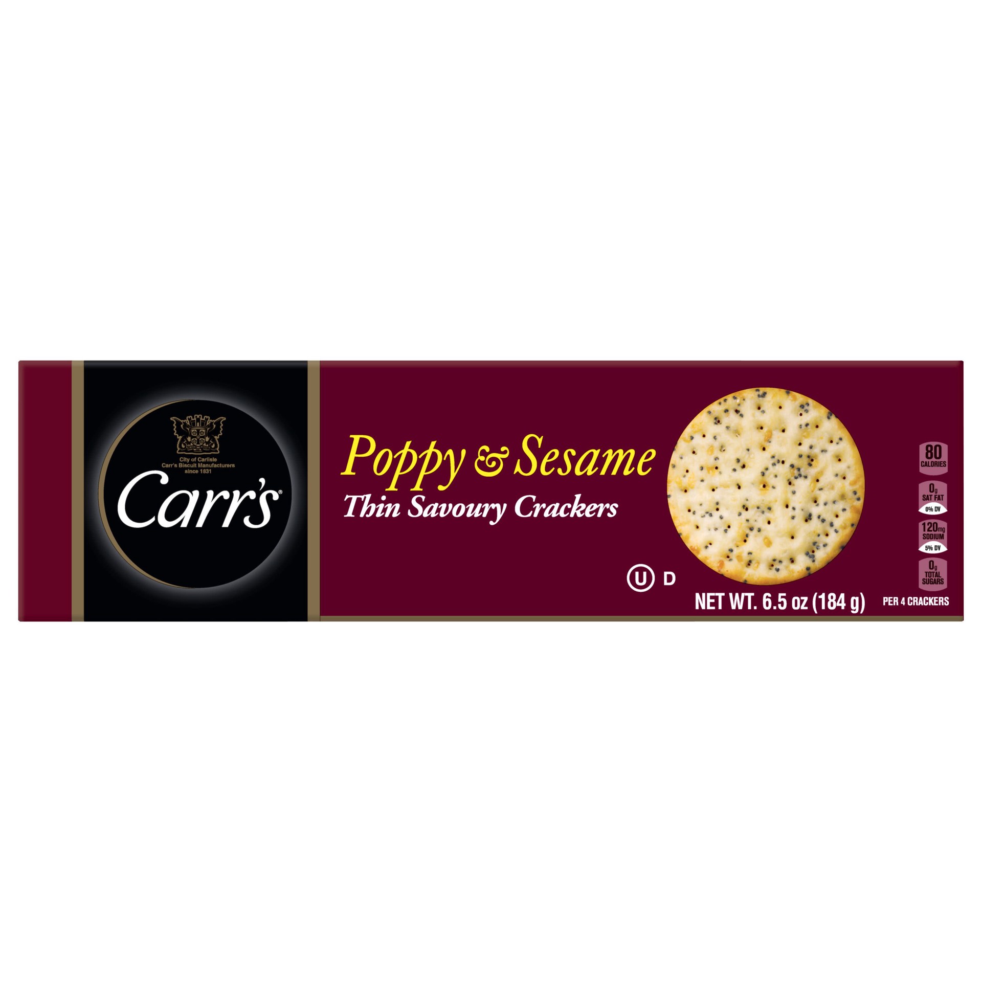 slide 1 of 8, Carr's Poppy & Sesame Crackers, 6.5 oz
