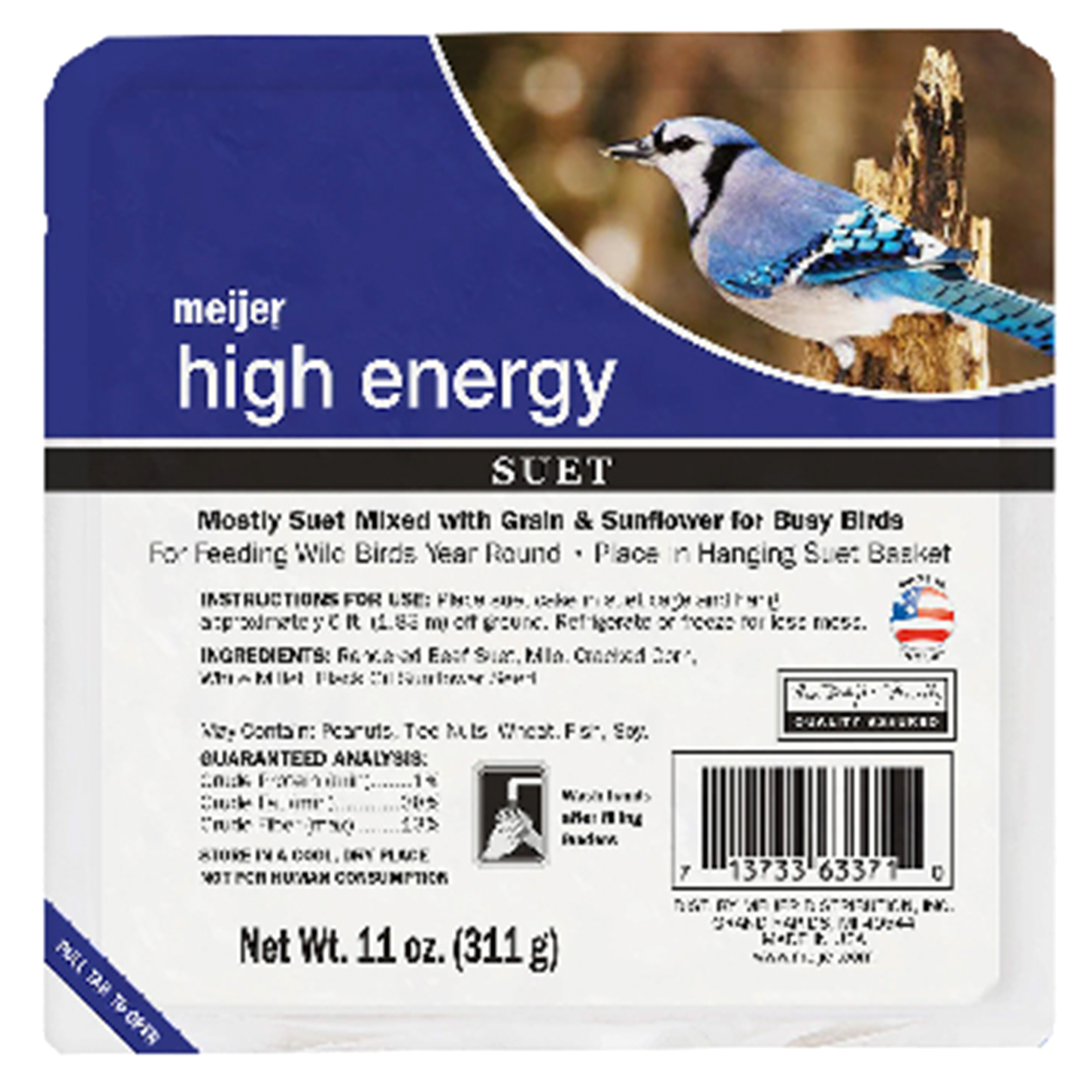 slide 1 of 1, Meijer High Energy Wild Bird Suet, 11 oz