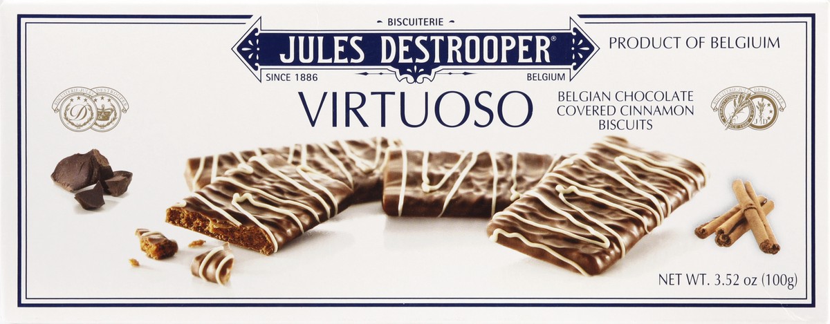 slide 4 of 4, Jules Destrooper Virtuoso Belgian Chocolate Covered Cinnamon Biscuits, 3.52 oz