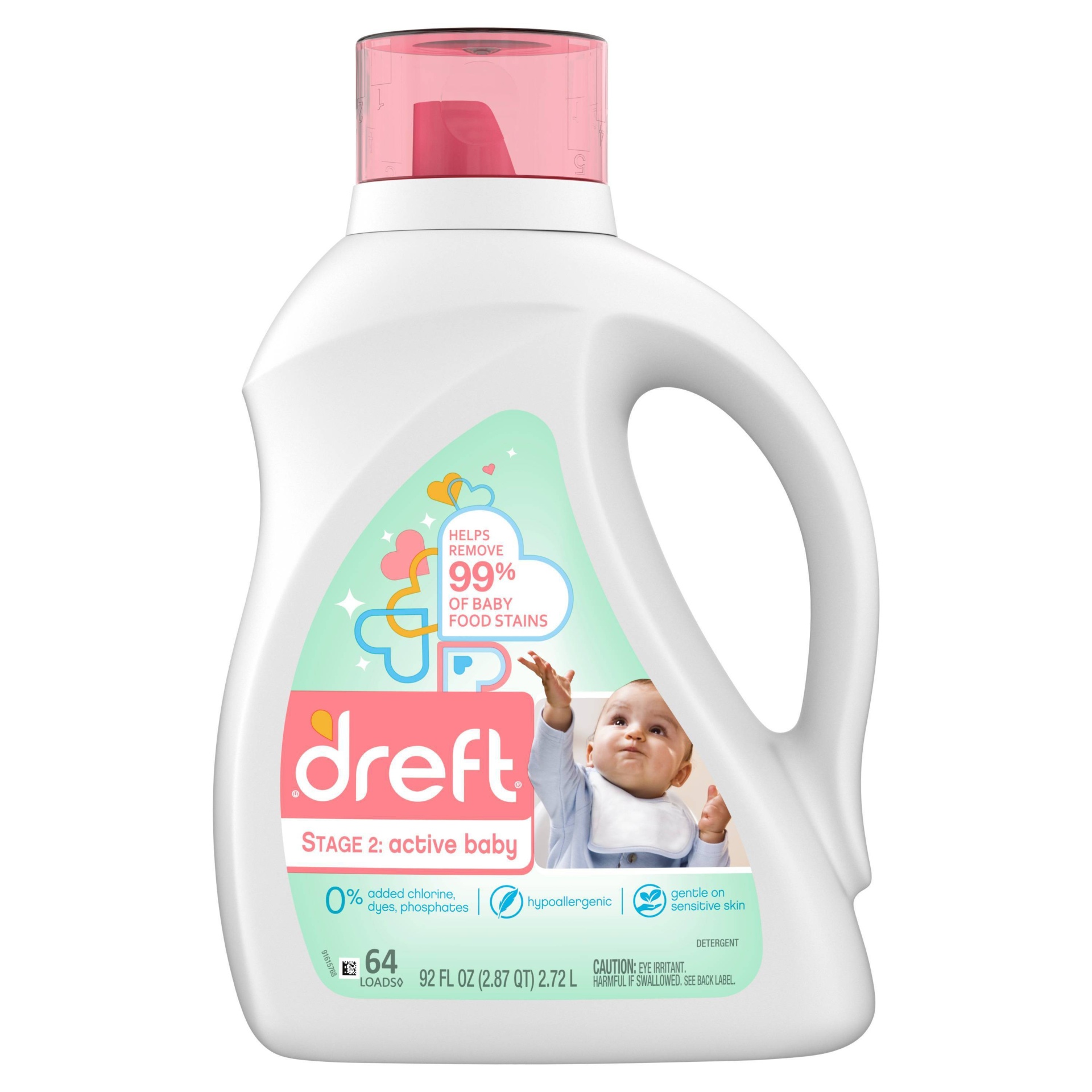 slide 1 of 1, Dreft Stage 2: Active Baby HEC Liquid Laundry Detergent, 100 oz