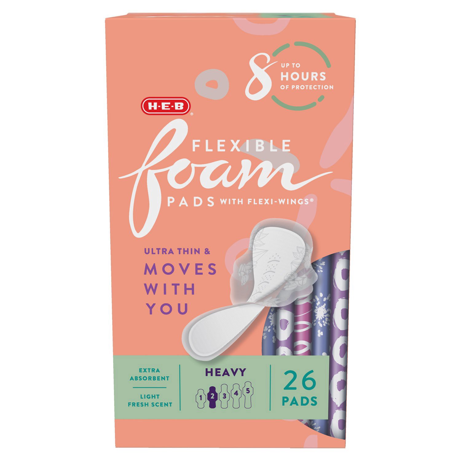 slide 1 of 1, H-E-B Flexible Foam Pads with Flexi-Wings - Heavy, 26 ct