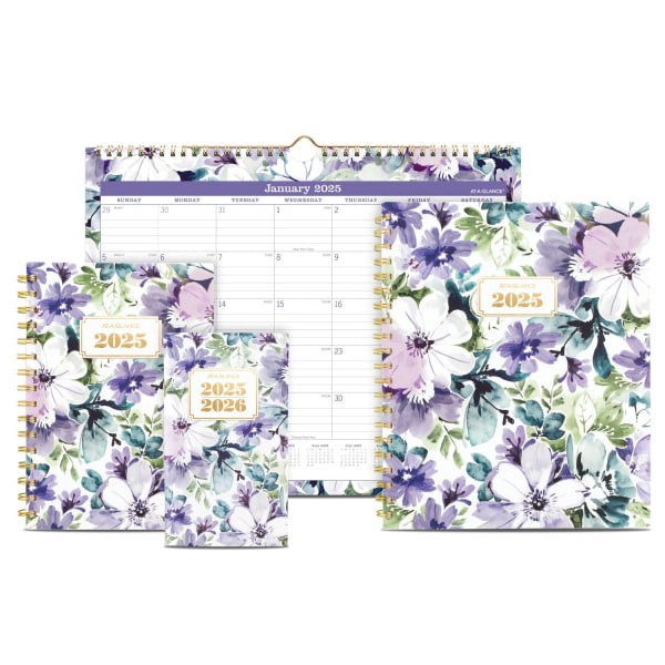 slide 5 of 6, 2025 At-A-Glance Badge Monthly Wall Calendar, 15"" X 12"", Floral, January To December, 1722F-707, 1 ct