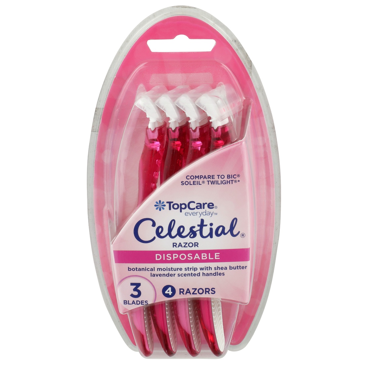 slide 1 of 1, TopCare Celestial Razors Triple Blade Lavender Scent, 4 ct