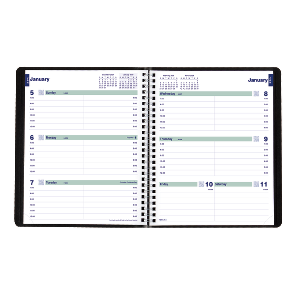 slide 2 of 3, 2025 Blueline Plan & Link Weekly Appointment Planner, 9-1/4"" X 7-1/4"", 50% Recycled, Black, January To December, 1 ct