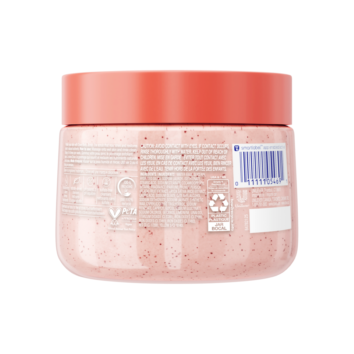 slide 23 of 25, Dove White Peach & Crushed Rice Body Scrub 15 oz, 15 oz