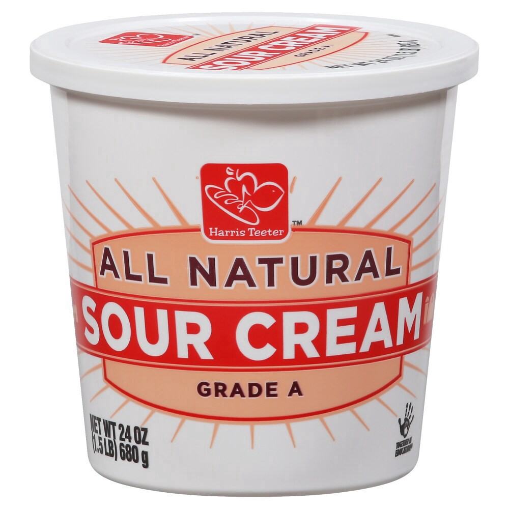 slide 1 of 5, Harris Teeter All Natural Sour Cream Grade A, 24 oz