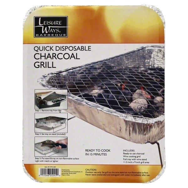 slide 1 of 1, Leisure Ways Quick Disposable Charcoal Grill, 11.5 in x 9 in