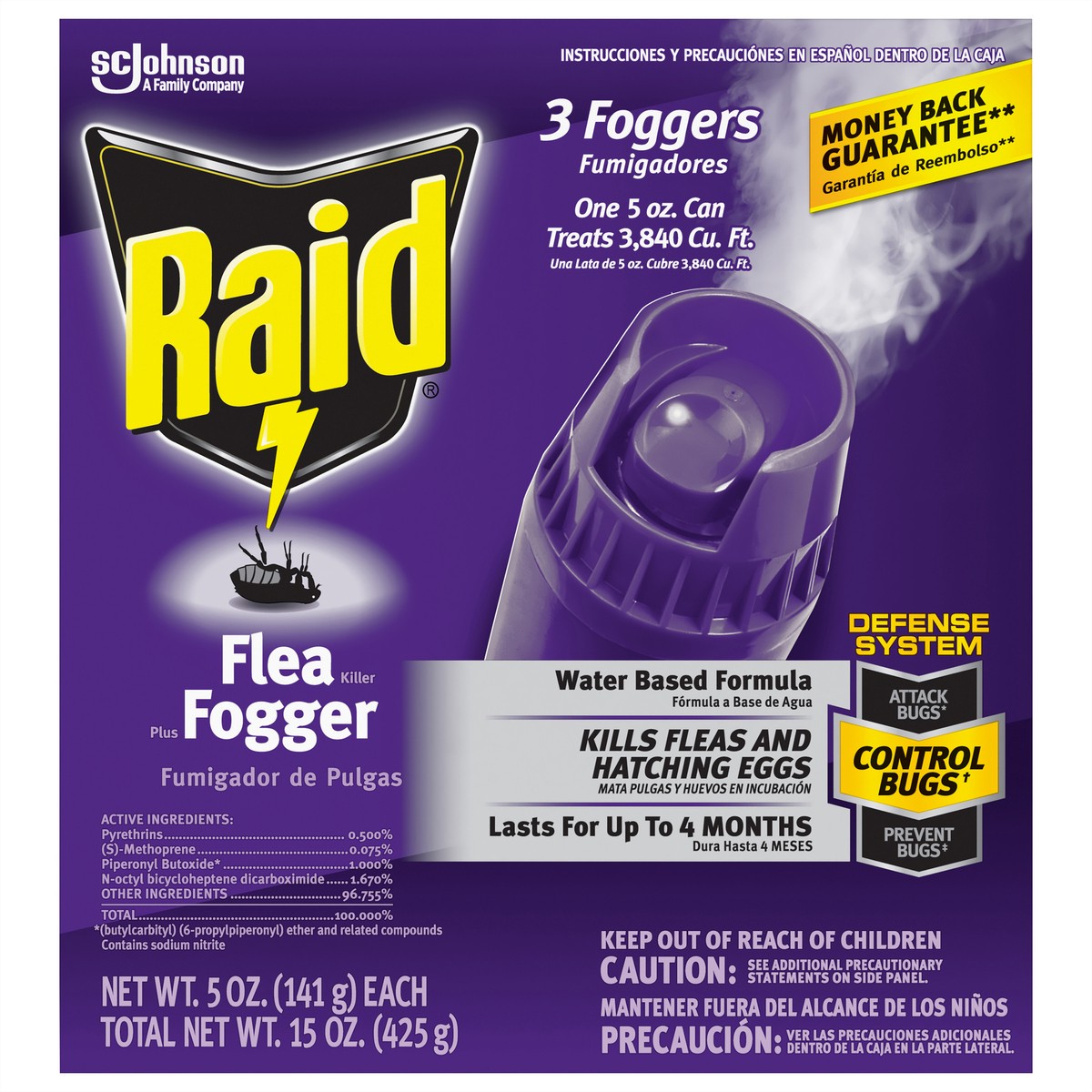 slide 1 of 7, Raid Plus Fogger Flea Killer 3 - 5 oz Foggers, 3 ct