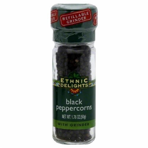 slide 1 of 1, Ethnic Delights Black Peppercorns, with Grinder, 1.76 oz