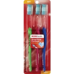 slide 1 of 1, Cvs Health Smartgrip Contour Toothbrushes, Soft, 3 Ct, 3 ct