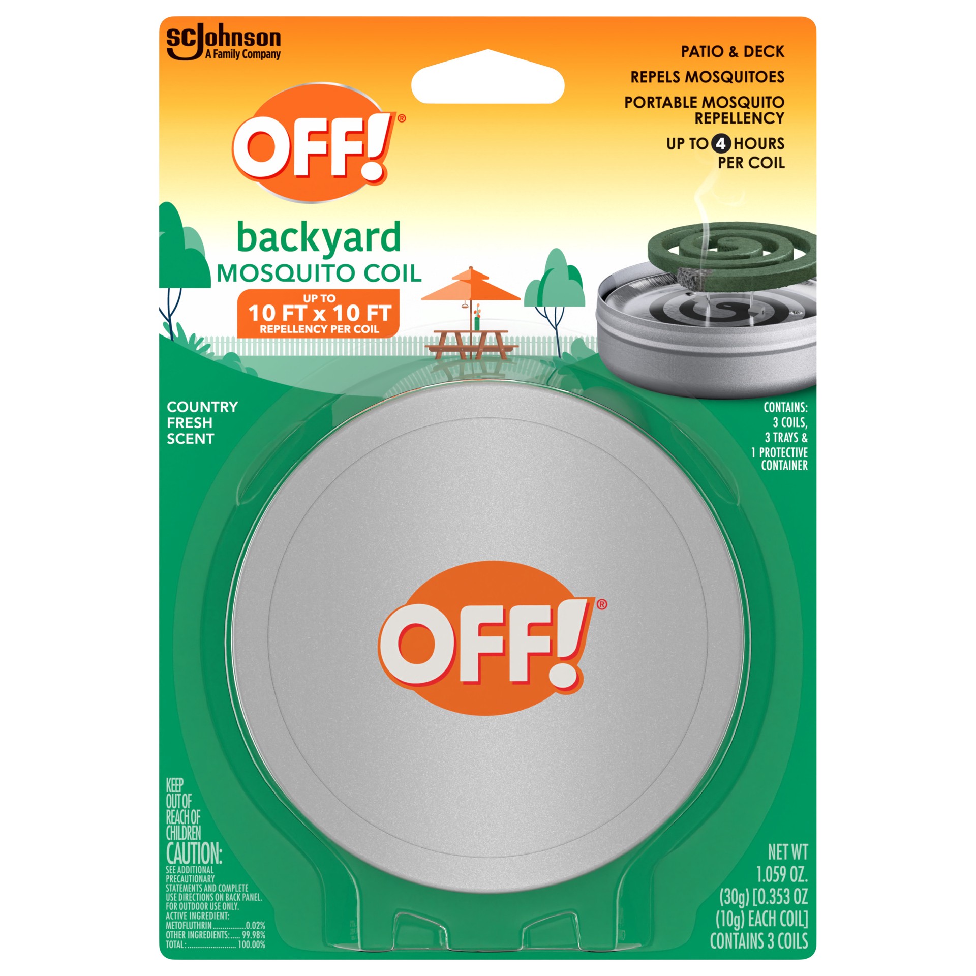 slide 1 of 5, OFF! Backyard Mosquito Repellent Coil Starter Pack, Perfect for Outdoor Patios, Country Fresh Scent, 3 Piece, 3 ct