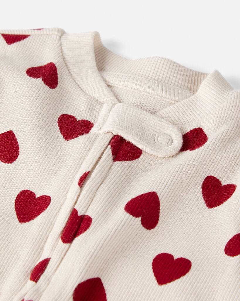 slide 2 of 4, Littleplanet Baby Organic Cotton Sleep & Play Pajamas in Forever Hearts Print Cream NB, 1 ct