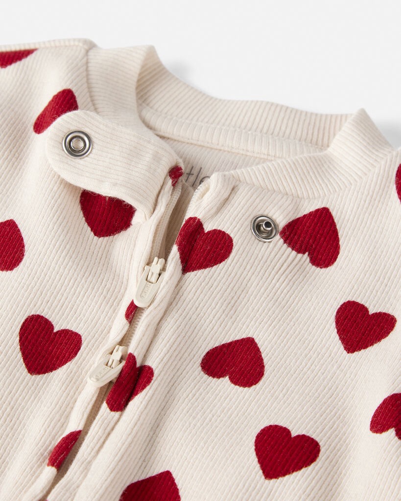 slide 4 of 4, Littleplanet Baby Organic Cotton Sleep & Play Pajamas in Forever Hearts Print Cream NB, 1 ct