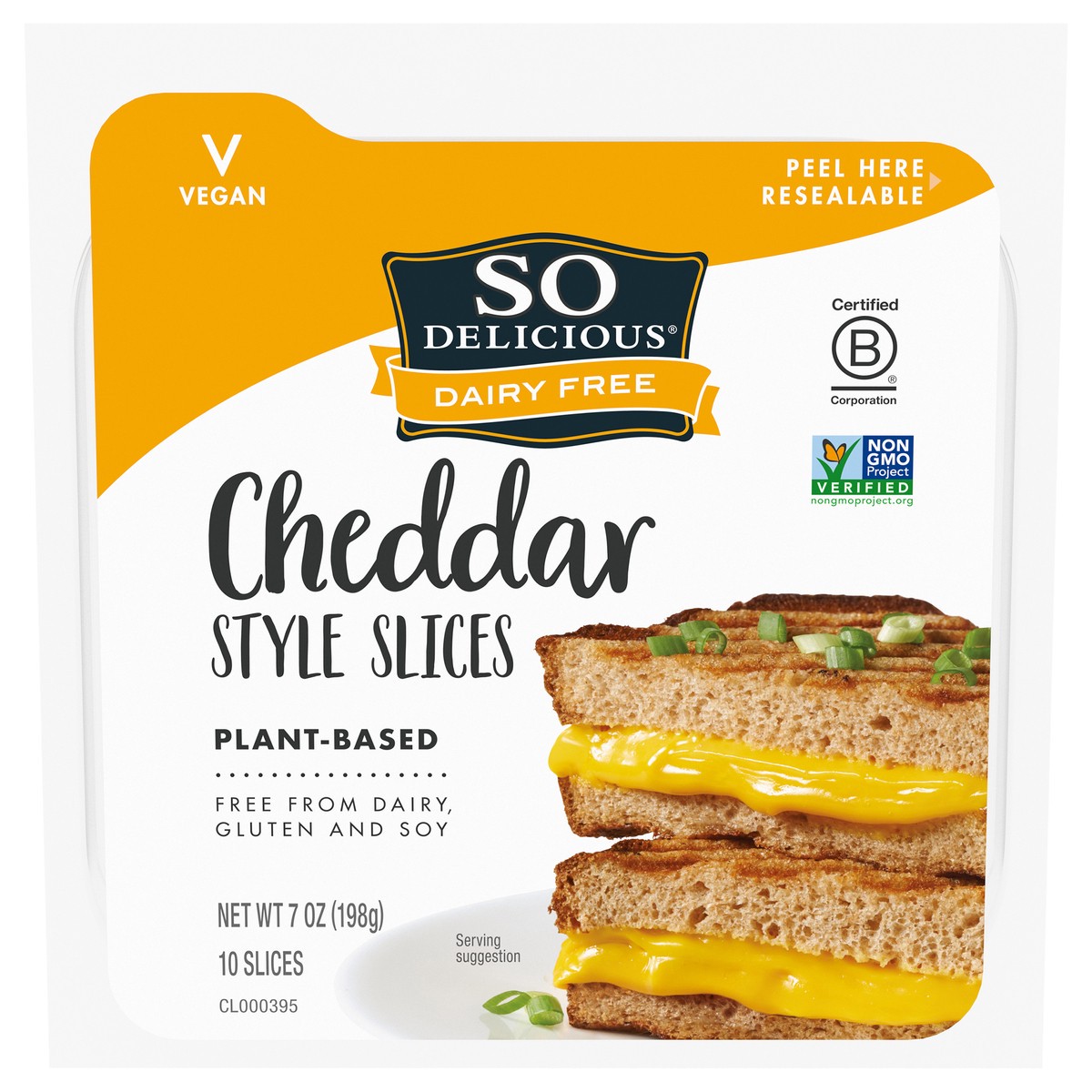 slide 14 of 14, So Delicious Dairy Free Cheddar Style Slices, 7 oz. Pack, 10 Slices, Vegan, Cheese Alternative, Non-GMO Project Verified, 10 oz