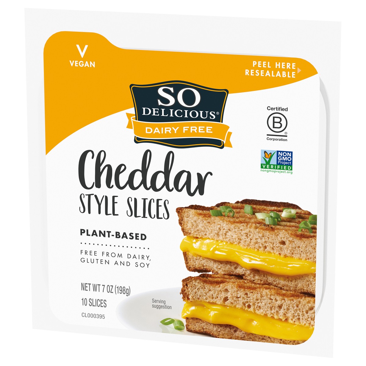 slide 6 of 14, So Delicious Dairy Free Cheddar Style Slices, 7 oz. Pack, 10 Slices, Vegan, Cheese Alternative, Non-GMO Project Verified, 10 oz