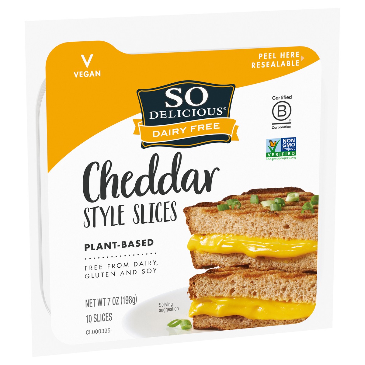 slide 3 of 14, So Delicious Dairy Free Cheddar Style Slices, 7 oz. Pack, 10 Slices, Vegan, Cheese Alternative, Non-GMO Project Verified, 10 oz