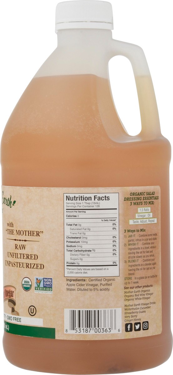 slide 3 of 13, Mother Earth Vinegar, Organic, Apple Cider, 64 oz