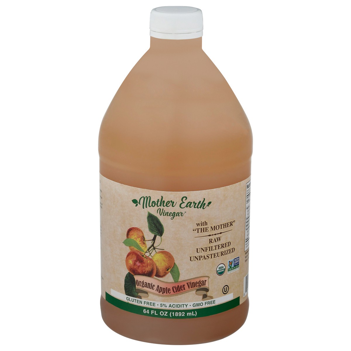 slide 1 of 13, Mother Earth Vinegar, Organic, Apple Cider, 64 oz