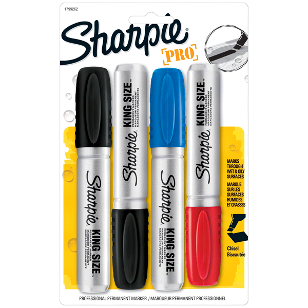 slide 1 of 1, Sharpie MARKER CHISEL AST KING SIZE, 4 ct